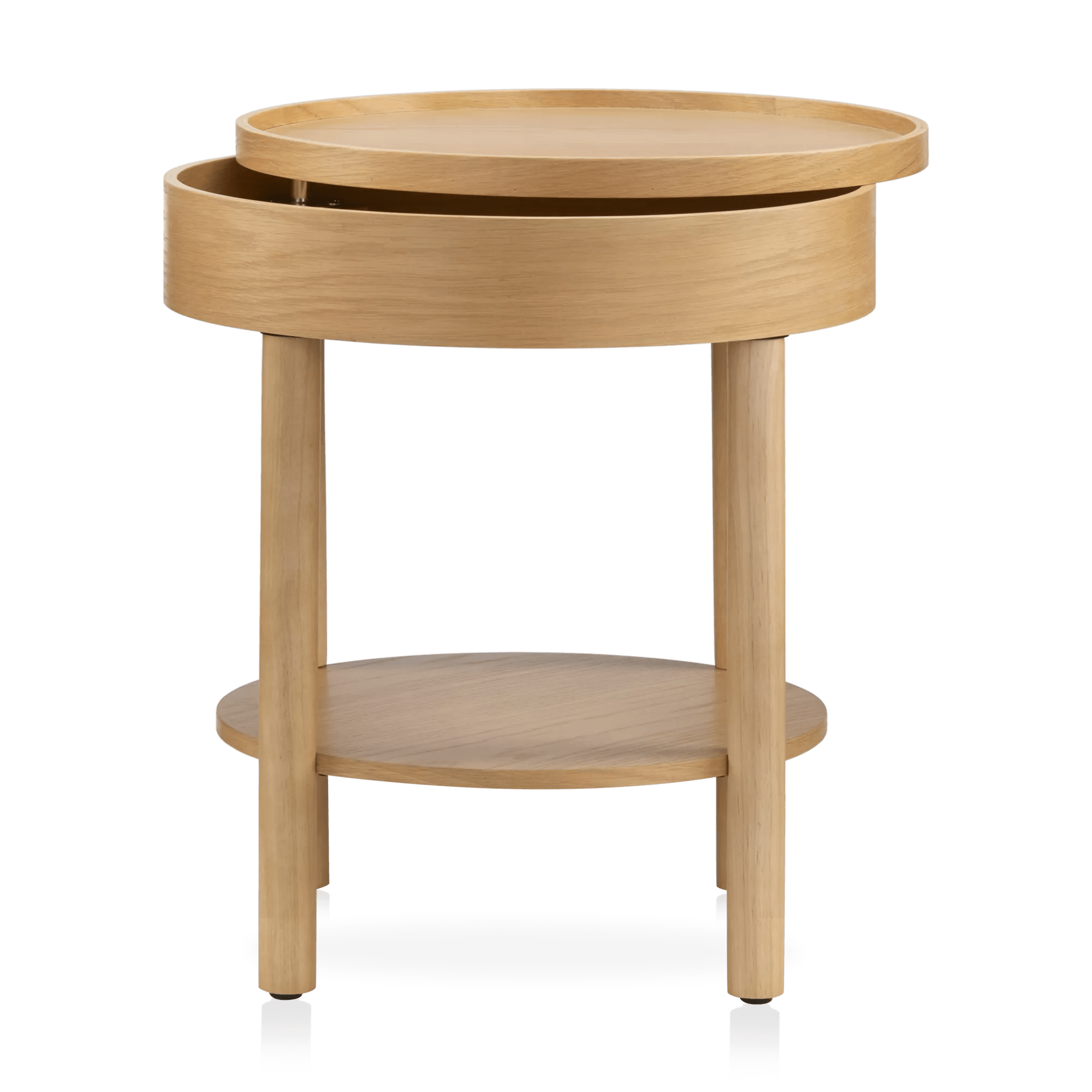 Wooden Round Side Table with Lift Top