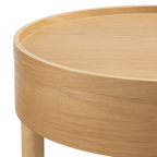 Wooden Round Side Table with Lift Top