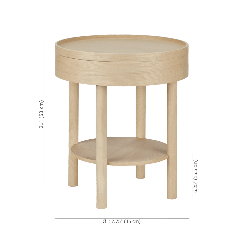 Wooden Round Side Table with Lift Top
