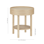 Wooden Round Side Table with Lift Top