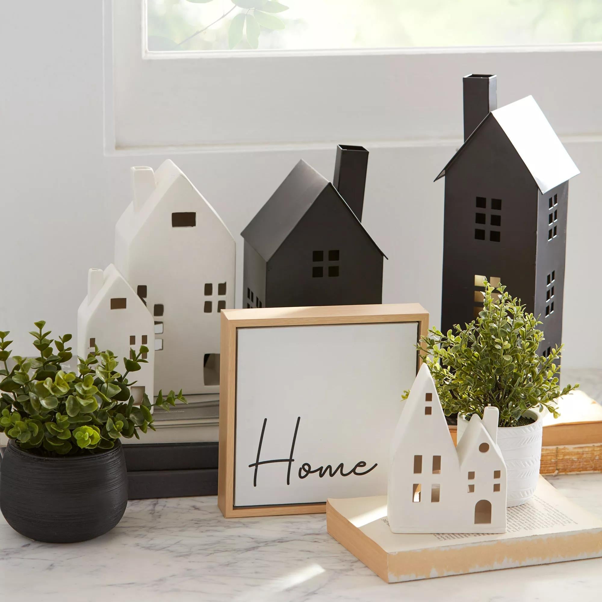 Artificial Plant in Striped Pot