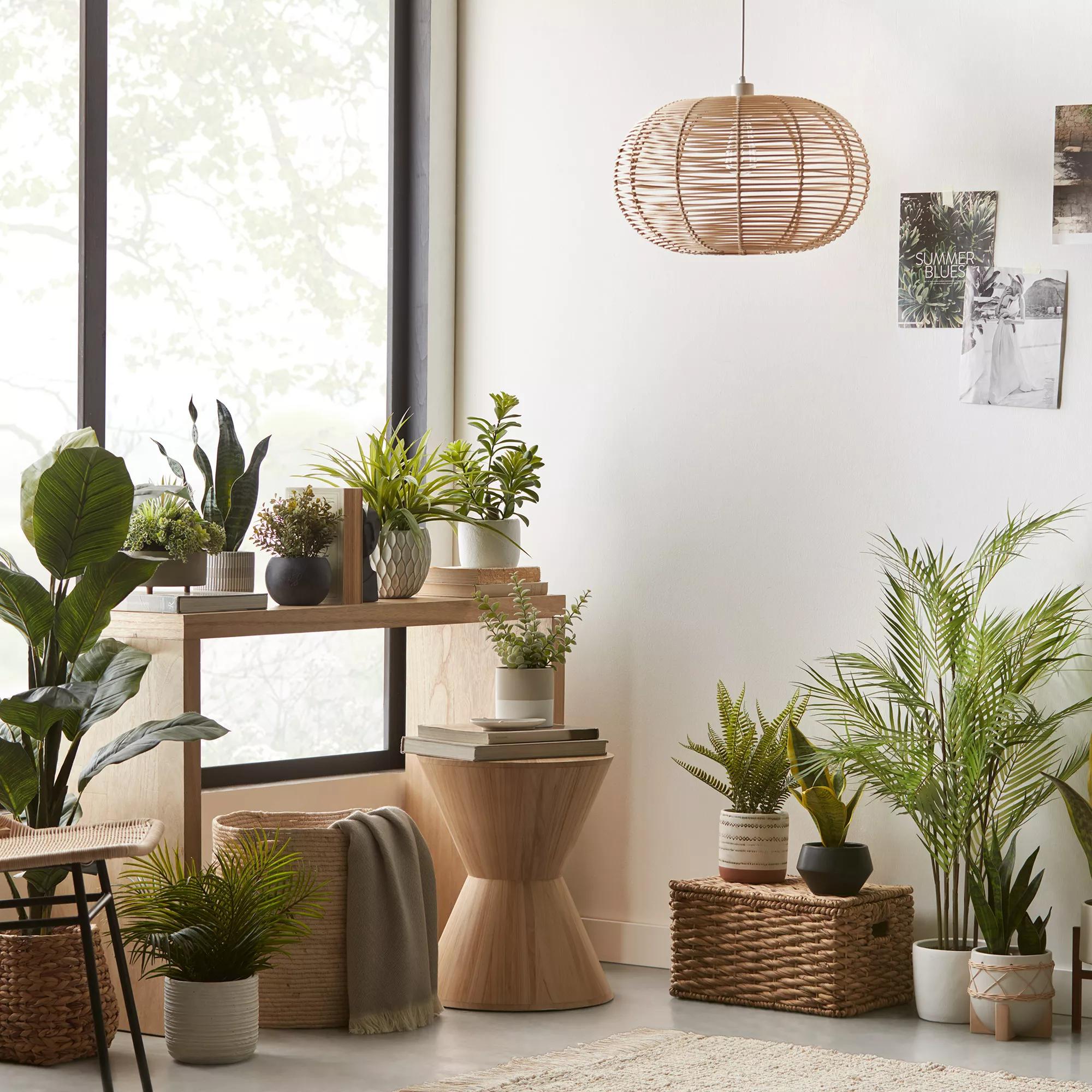 Artificial Plant in Striped Pot