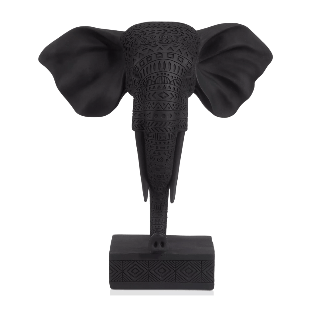 Black Resin Elephant on Stand