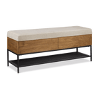 Fabric Wood and Metal Storage Bench with Shoe Rack