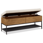 Fabric Wood and Metal Storage Bench with Shoe Rack