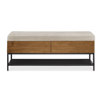 Fabric Wood and Metal Storage Bench with Shoe Rack