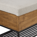 Fabric Wood and Metal Storage Bench with Shoe Rack