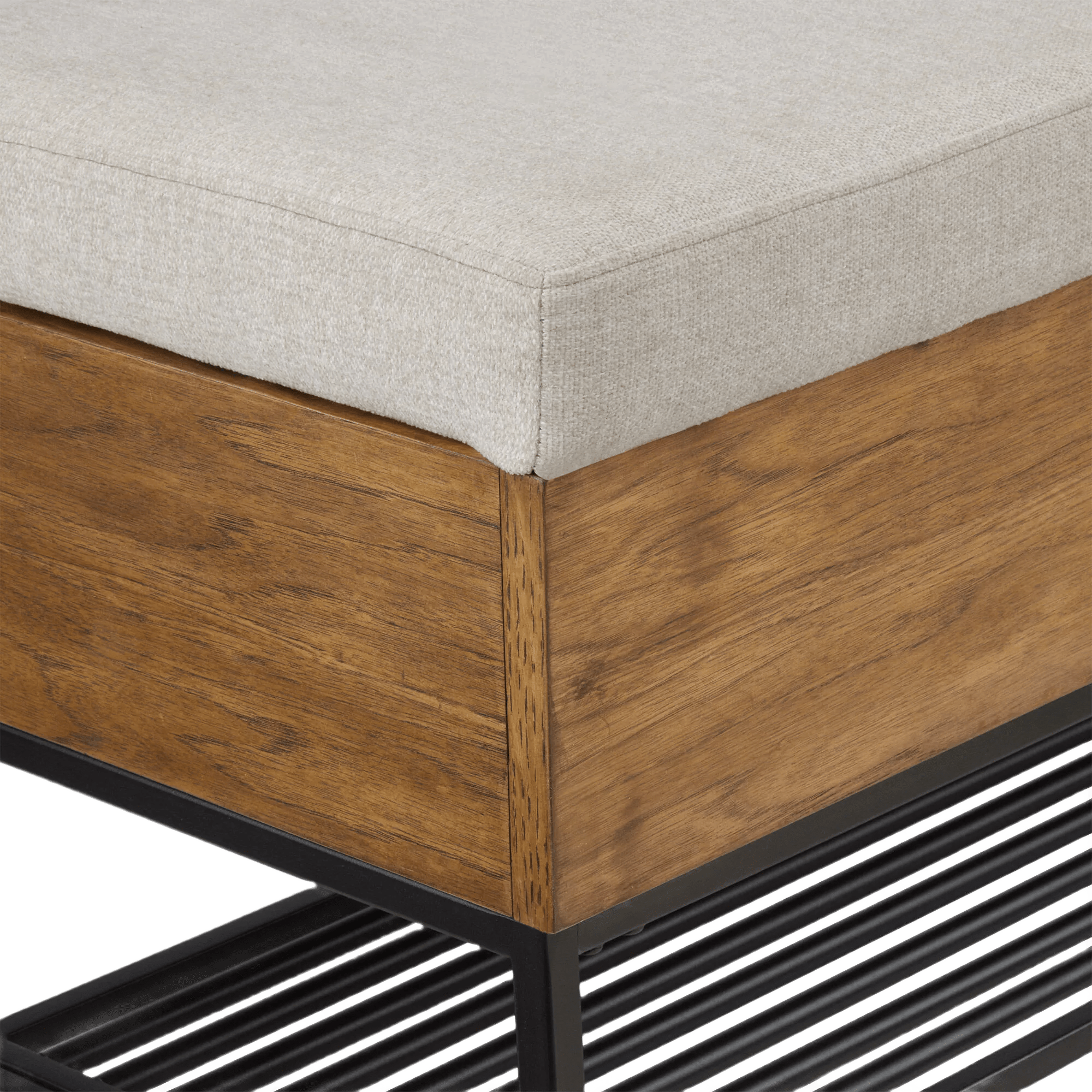 Fabric Wood and Metal Storage Bench with Shoe Rack