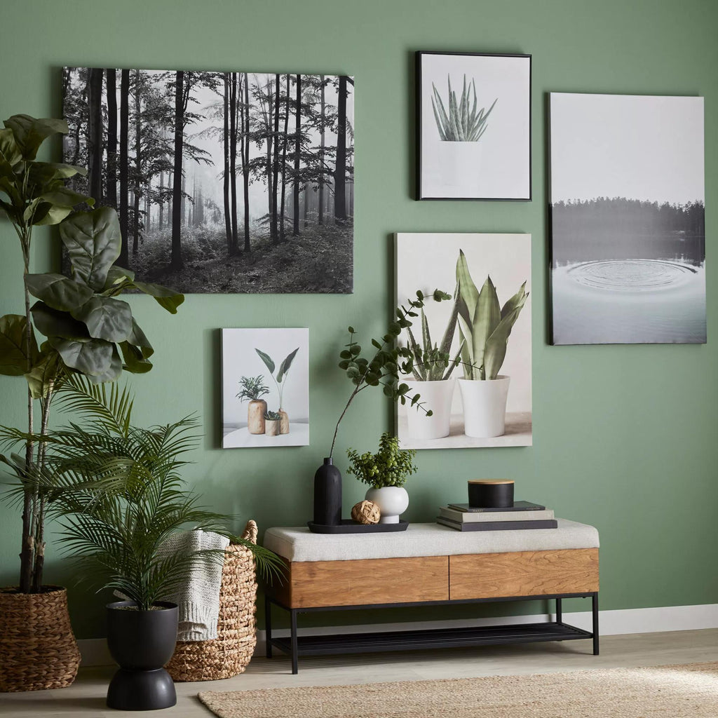 Fabric Wood and Metal Storage Bench with Shoe Rack