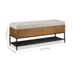 Fabric Wood and Metal Storage Bench with Shoe Rack