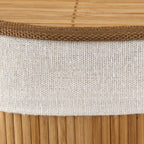 Round Bamboo Hamper with Lining and Faux Leather Handles