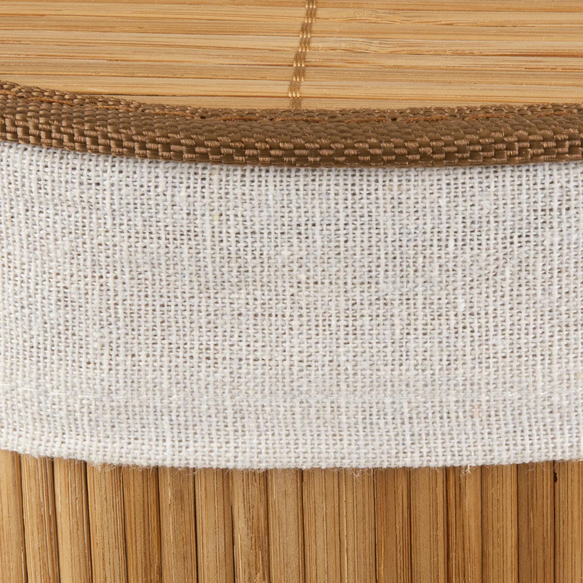 Round Bamboo Hamper with Lining and Faux Leather Handles