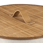 Round Bamboo Hamper with Lining and Faux Leather Handles