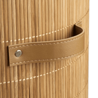 Round Bamboo Hamper with Lining and Faux Leather Handles