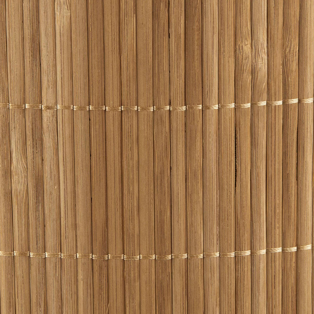 Round Bamboo Hamper with Lining and Faux Leather Handles