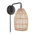 Hemp Rope & Black Metal Wall Sconce