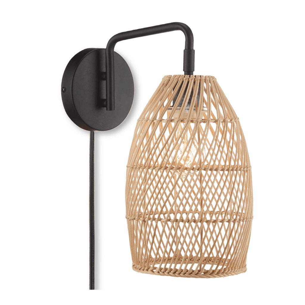 Hemp Rope & Black Metal Wall Sconce