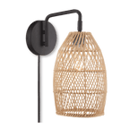 Hemp Rope & Black Metal Wall Sconce