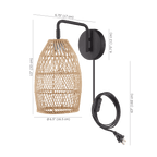 Hemp Rope & Black Metal Wall Sconce