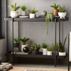 Faux Rattan Ceramic Pot with Artificial Plant