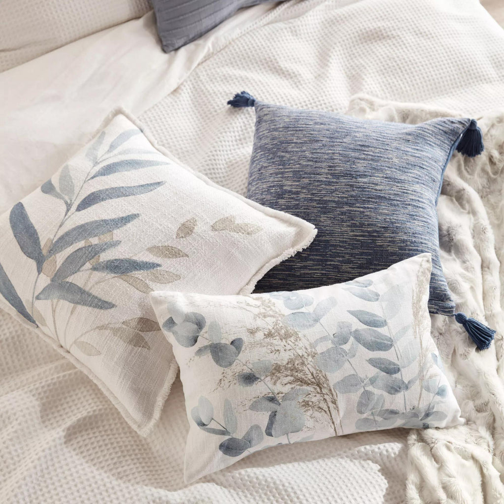 Auriel Blue & Beige Flora Decorative Pillow