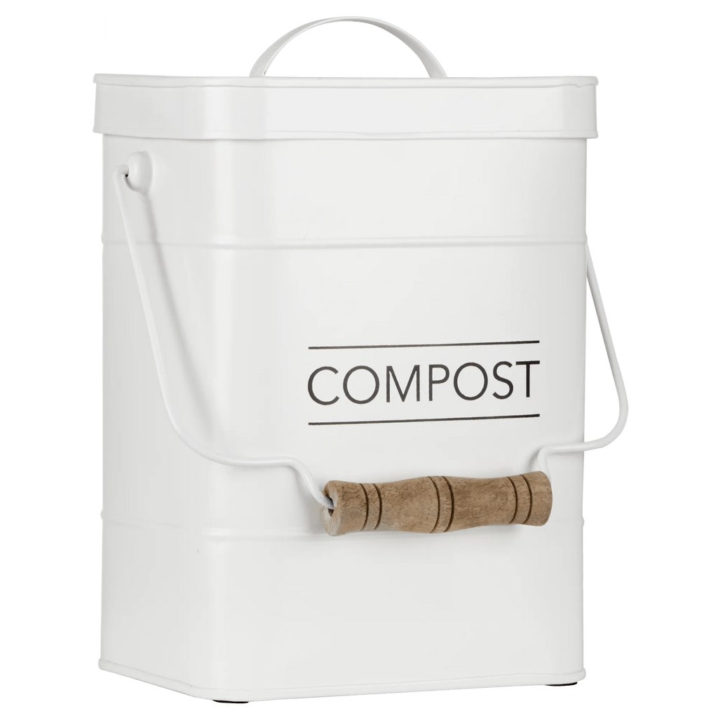 White Compost Rustic Metal Bin