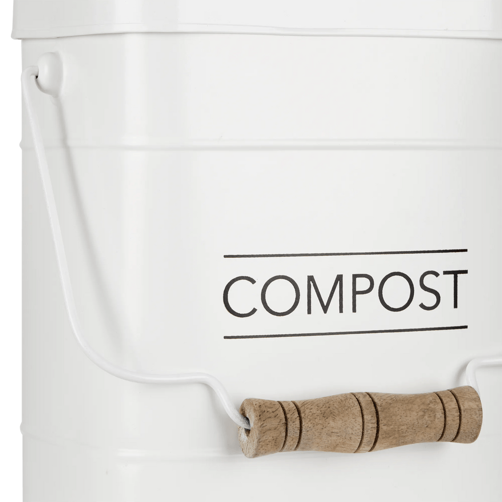 White Compost Rustic Metal Bin