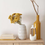 White Ceramic Oval Vase with Rope on Handles