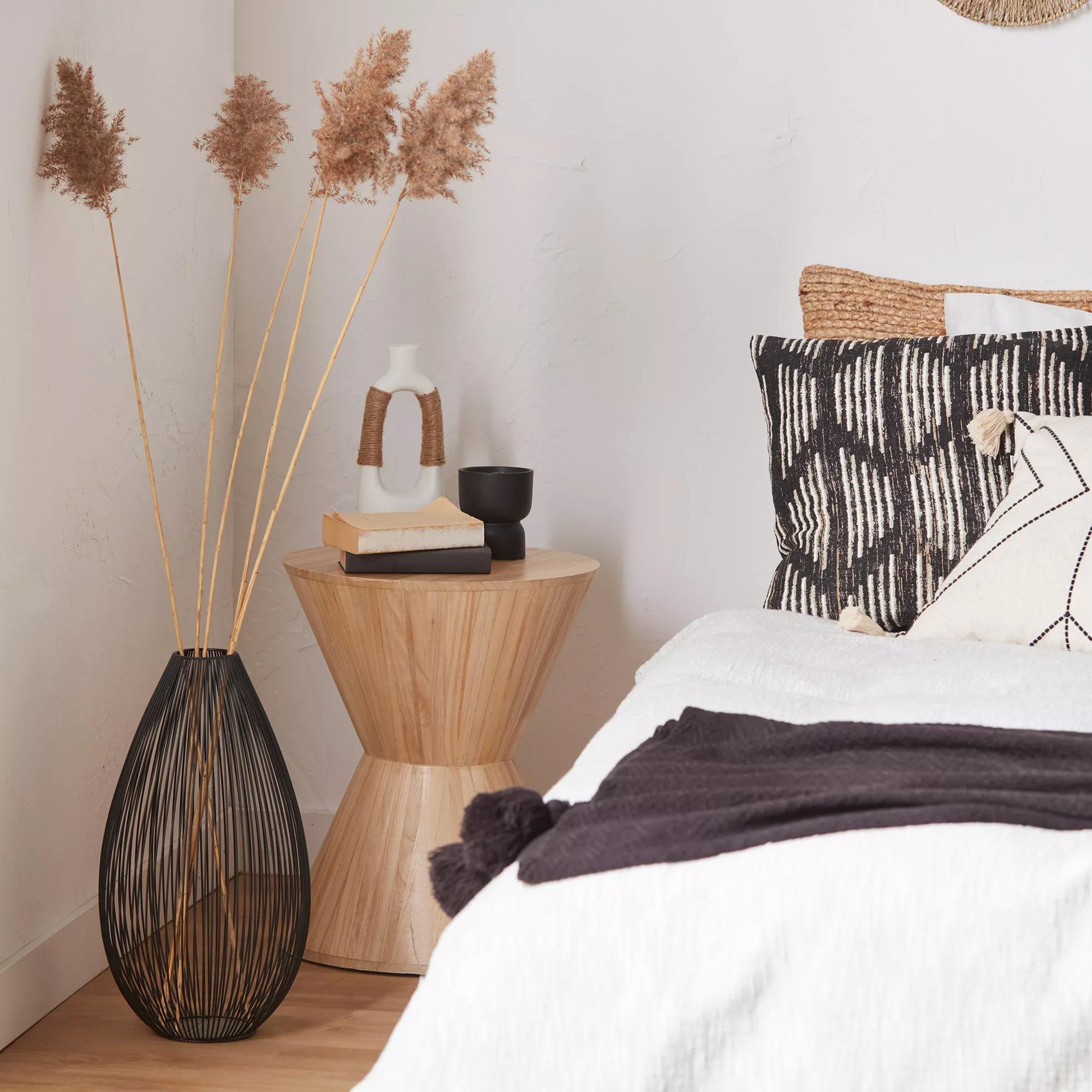 White Ceramic Oval Vase with Rope on Handles