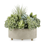 Mixed Artificial Agave in Cement Planter