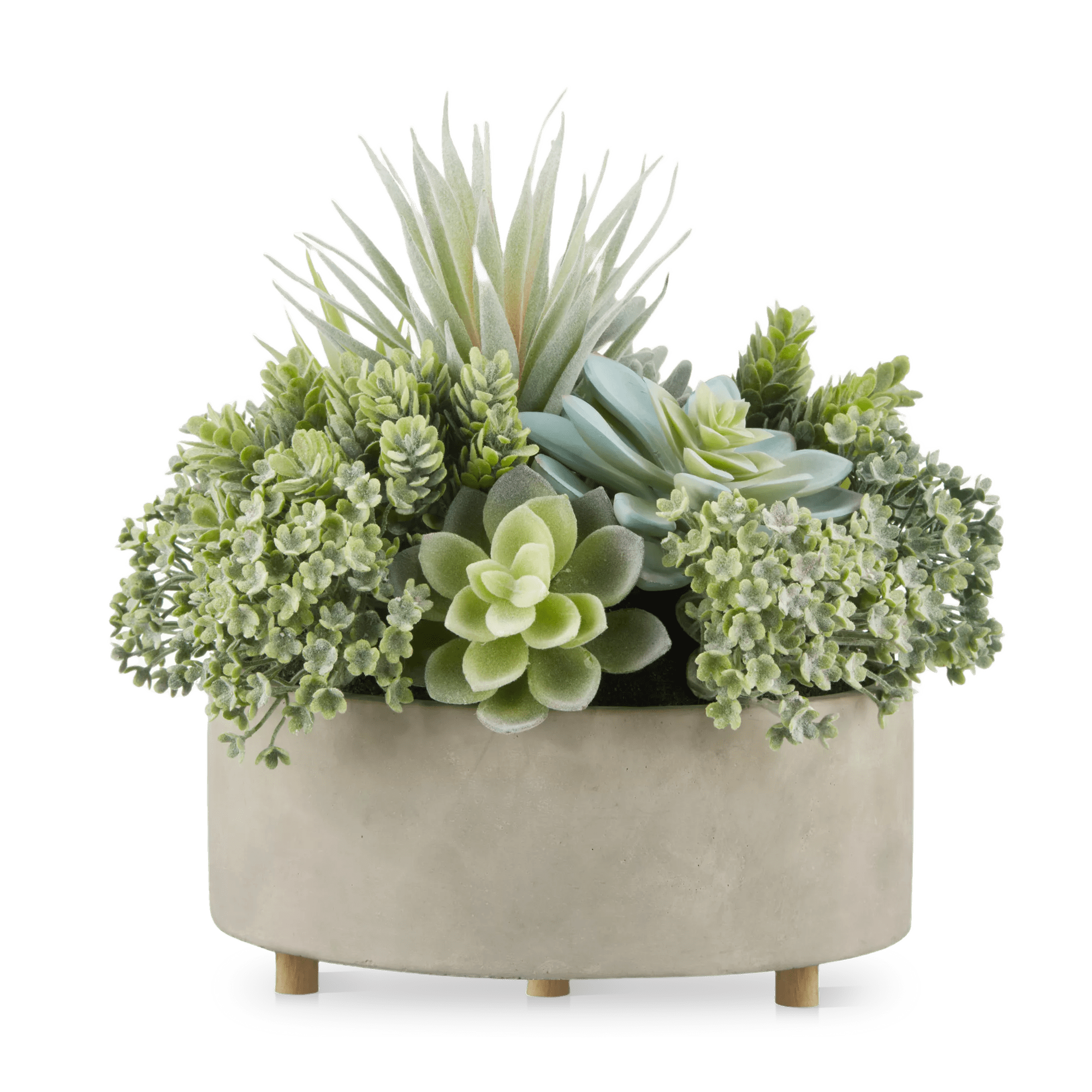 Mixed Artificial Agave in Cement Planter