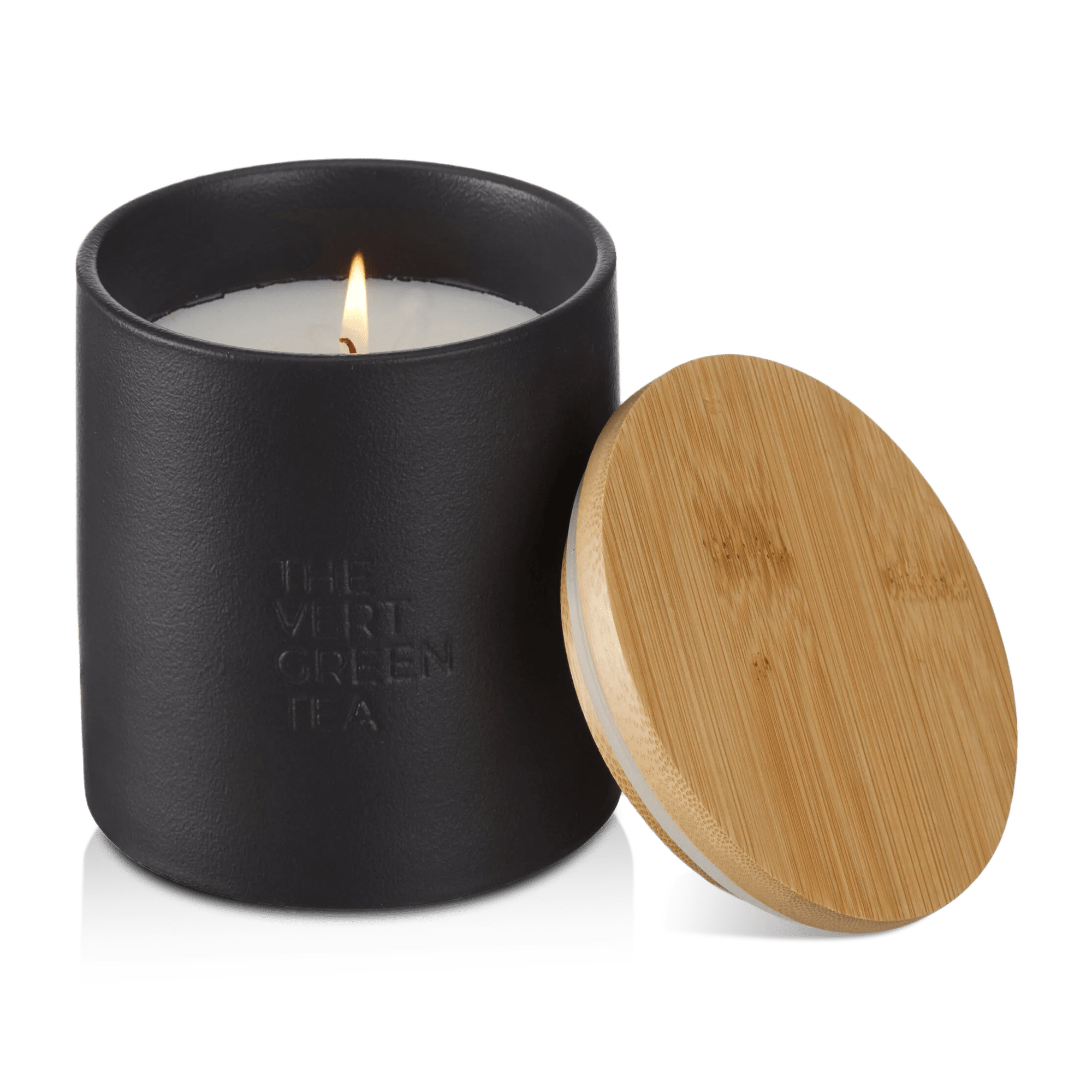 Bouclair Green Tea Candle with Wooden Lid