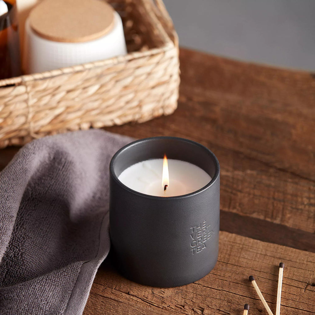Bouclair Green Tea Candle with Wooden Lid