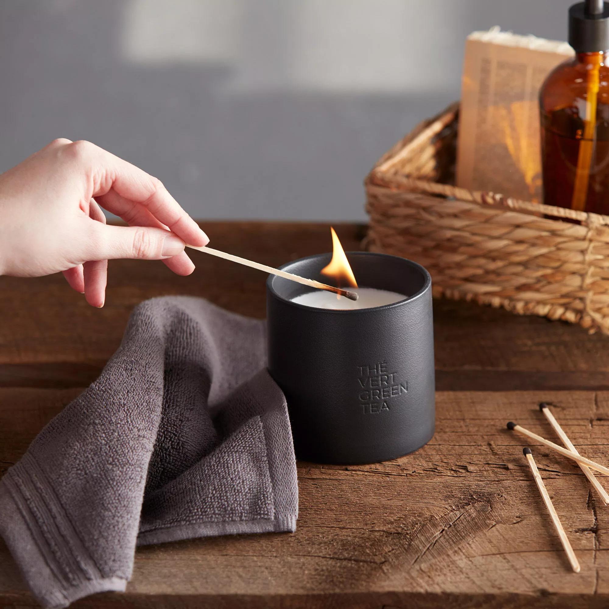 Bouclair Green Tea Candle with Wooden Lid