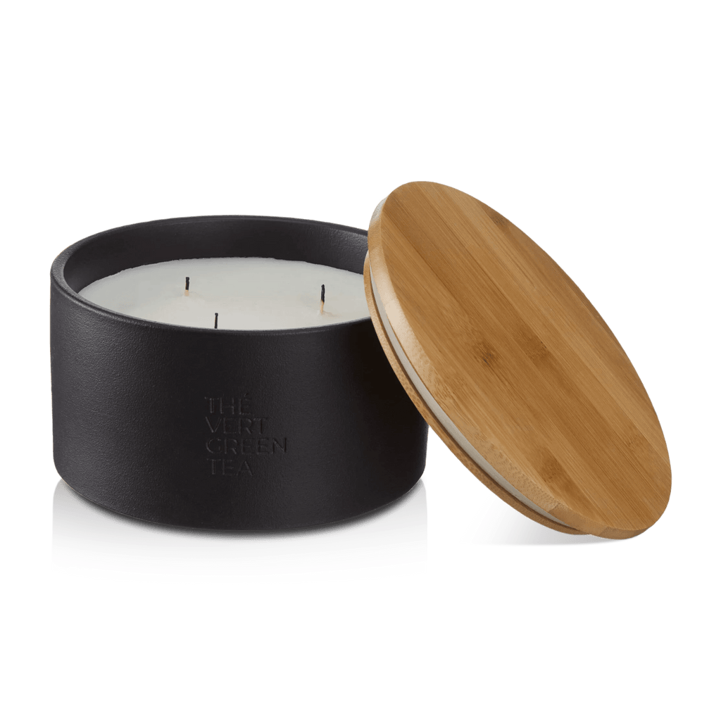 Bouclair Green Tea Candle with Wooden Lid