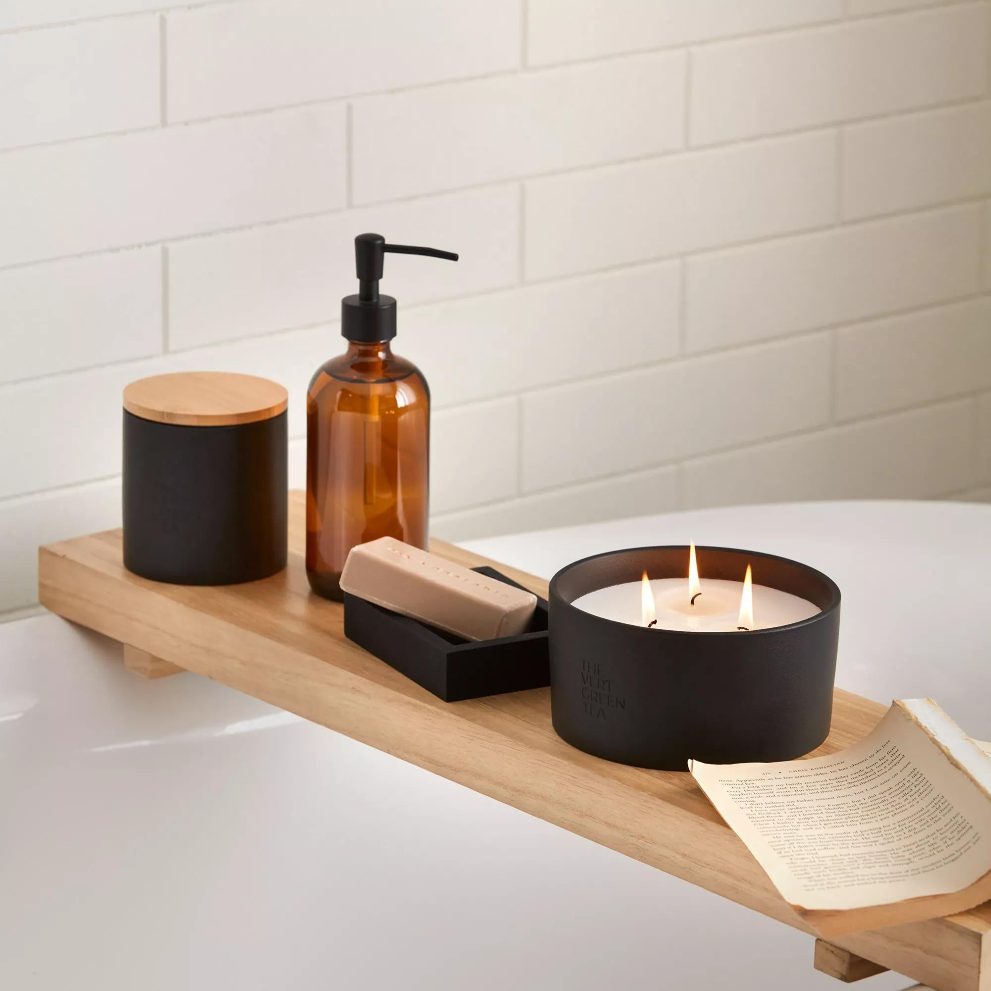 Bouclair Green Tea Candle with Wooden Lid