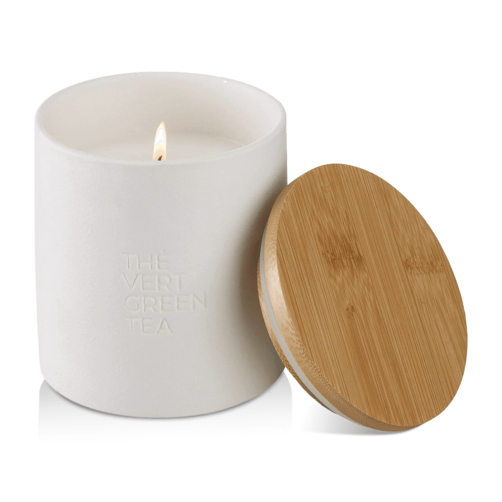 Bouclair Green Tea Candle with Wooden Lid