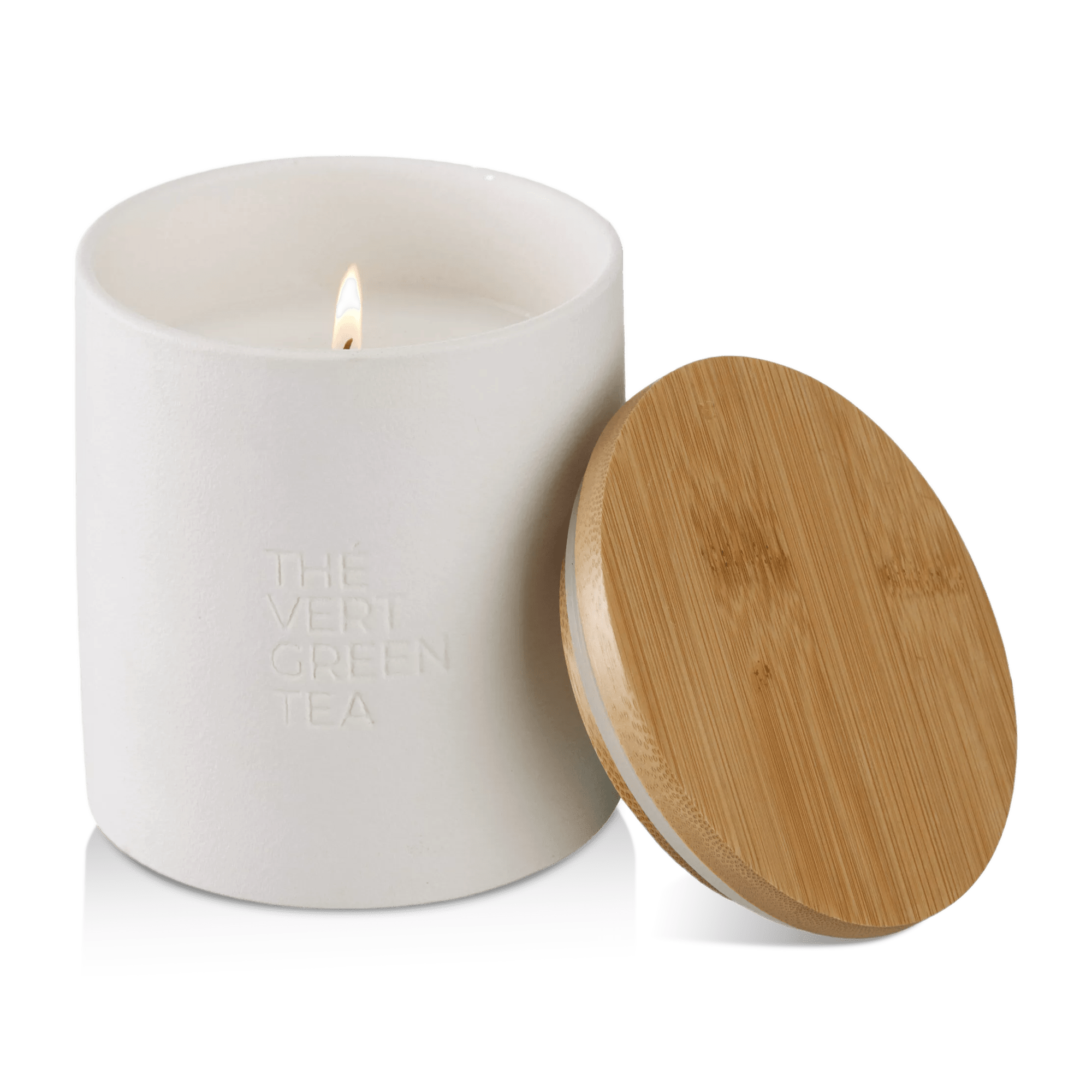 Bouclair Green Tea Candle with Wooden Lid