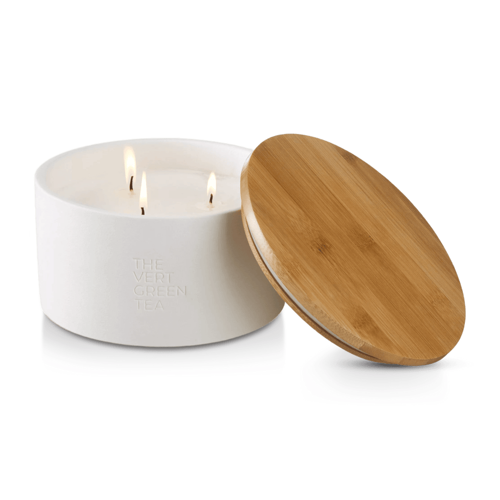 Bouclair Green Tea Candle with Wooden Lid