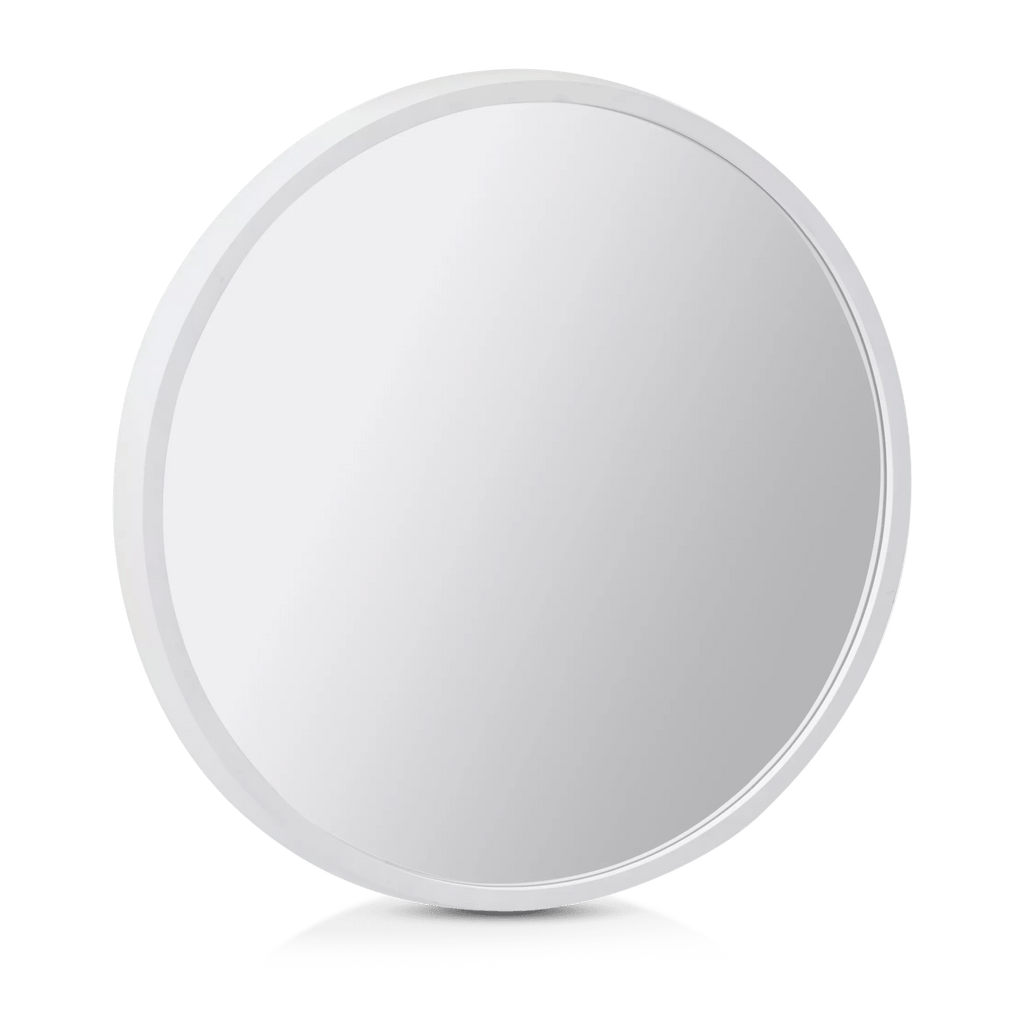 Round Mirror with White Frame