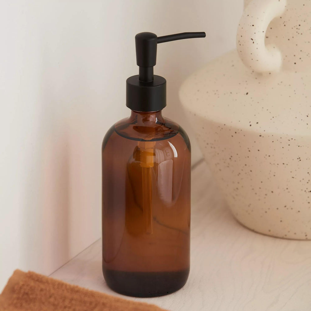 Amber Glass Soap Dispenser
