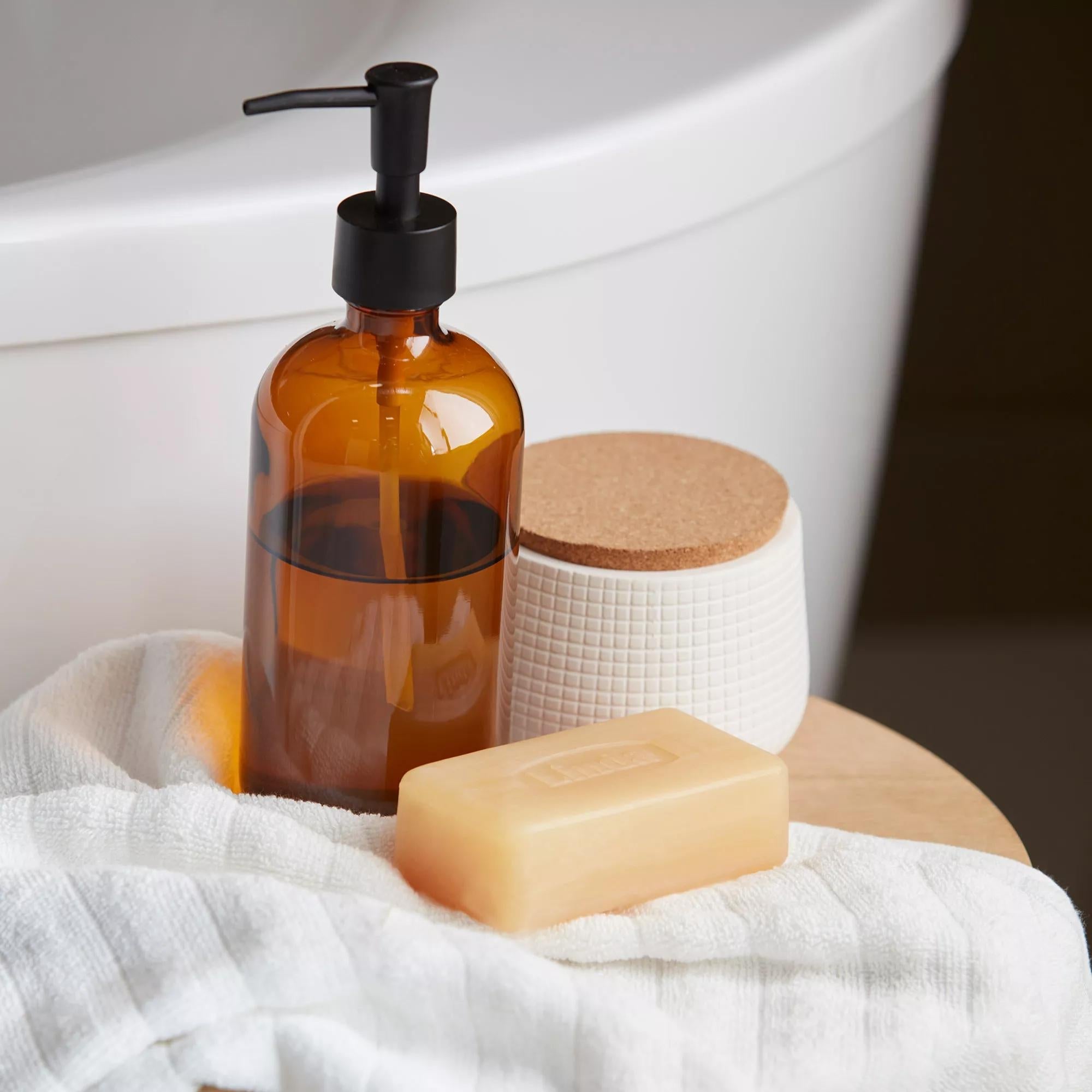 Amber Glass Soap Dispenser