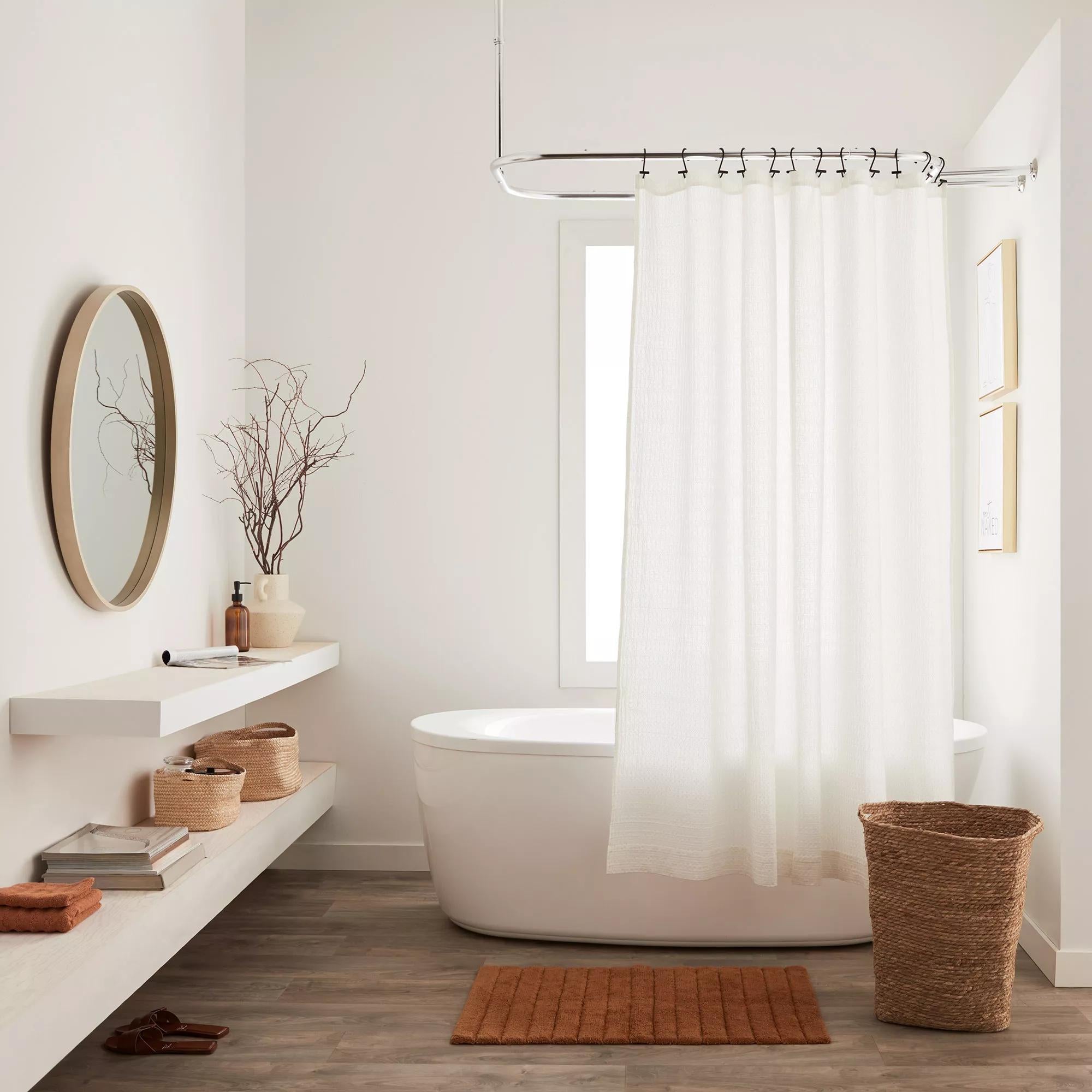 White Waffy Essential Shower Curtain