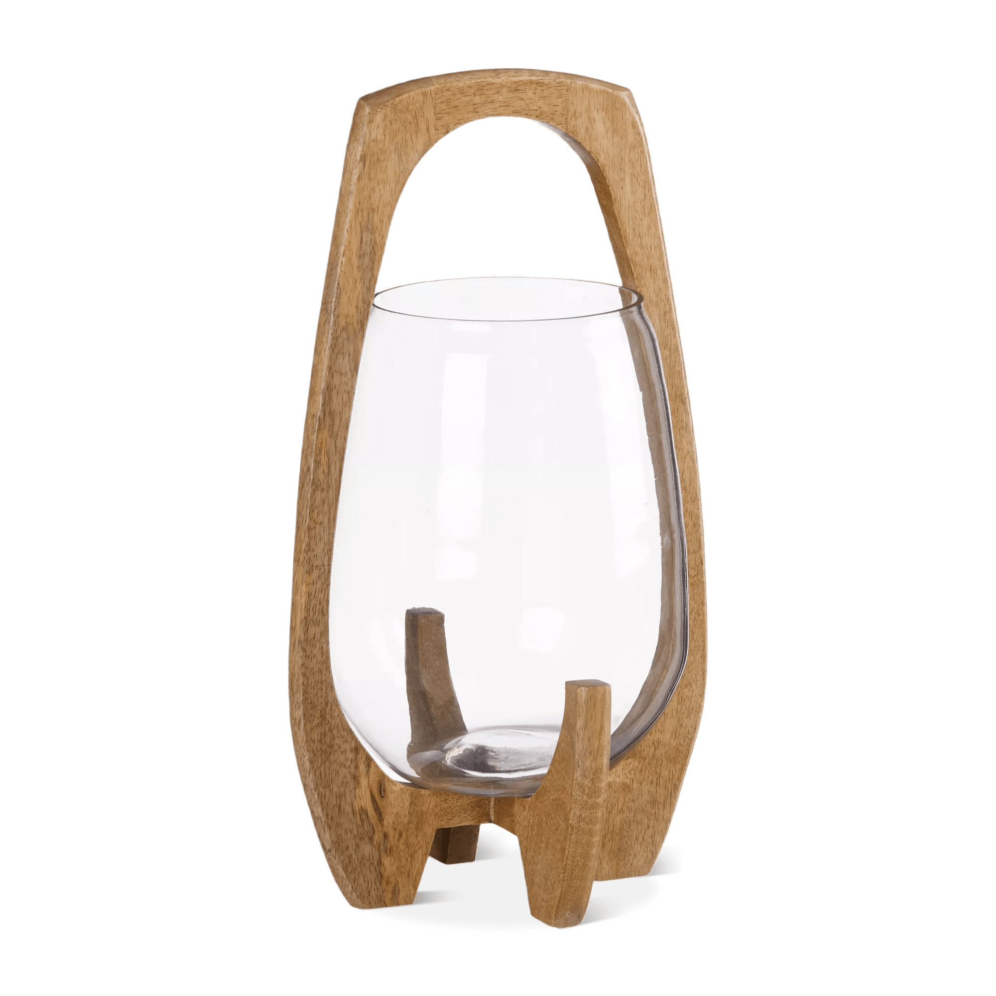 Glass Candle Holder with Wooden Base