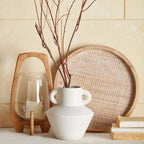 Glass Candle Holder with Wooden Base