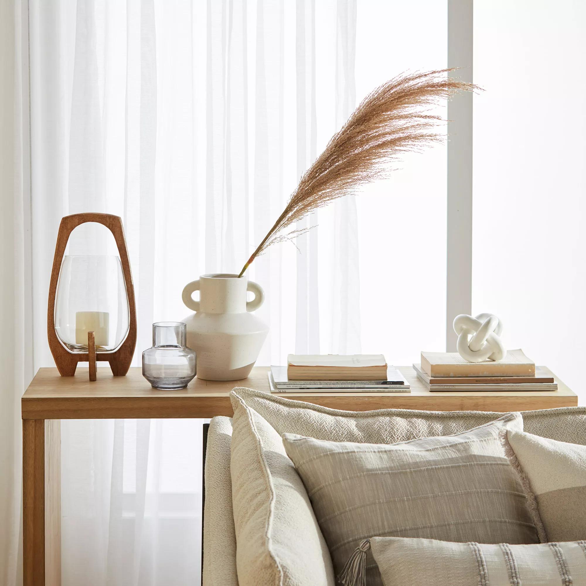 Glass Candle Holder with Wooden Base