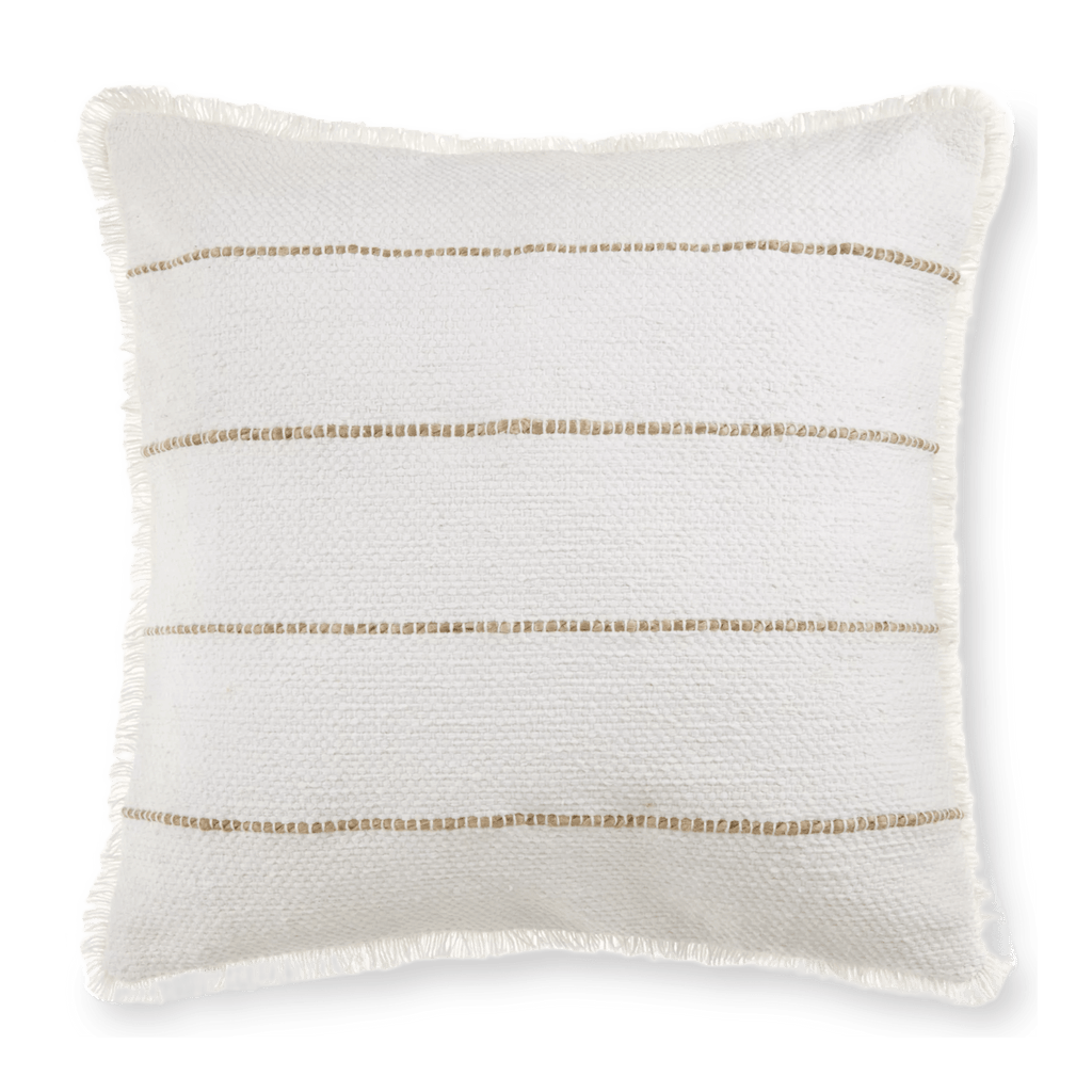 Frans Fringed White Decorative Pillow