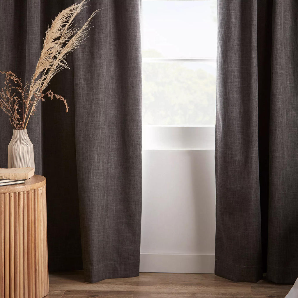 Charcoal Chita Back Tab Blackout Curtain
