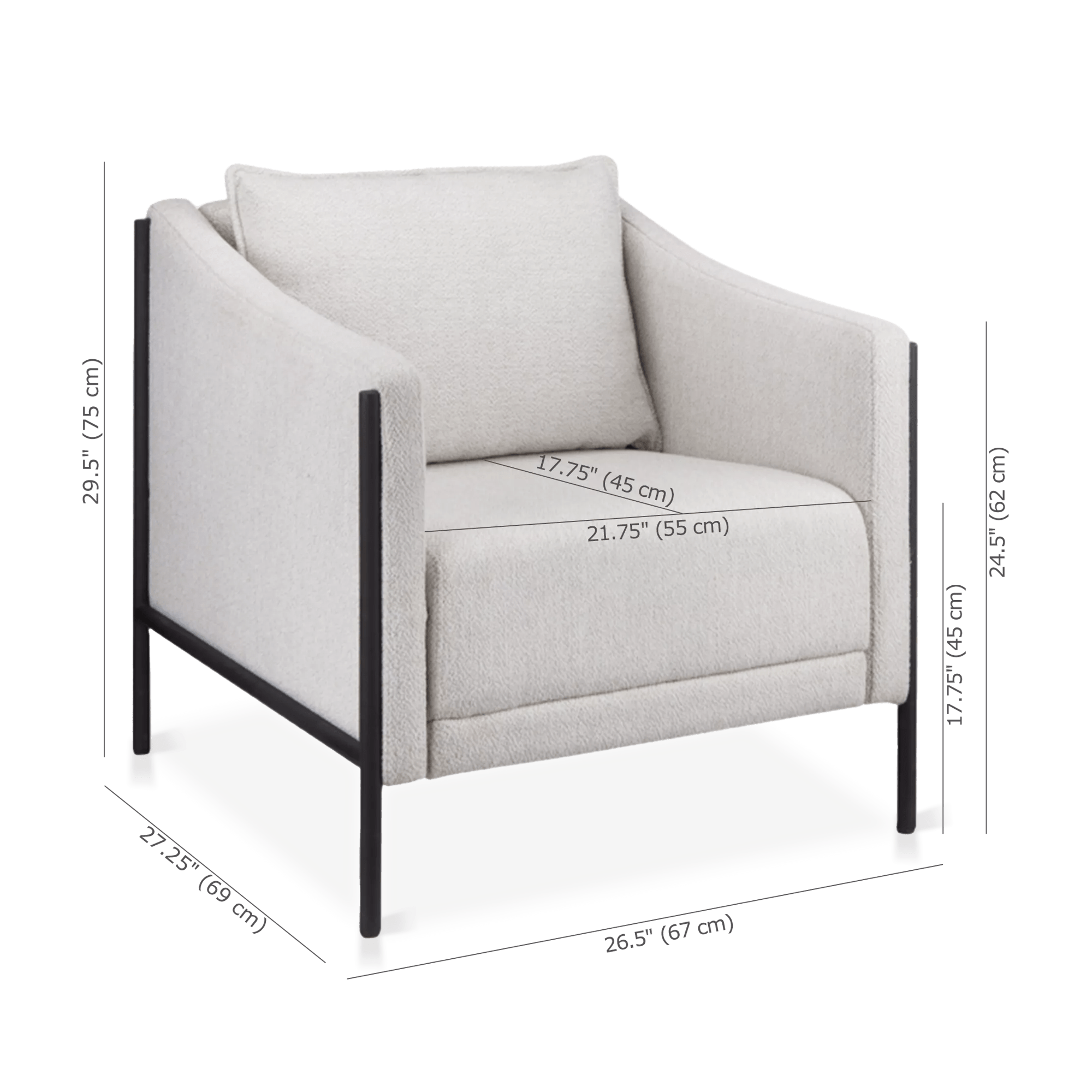 Metal & Fabric Accent Chair in Oatmeal