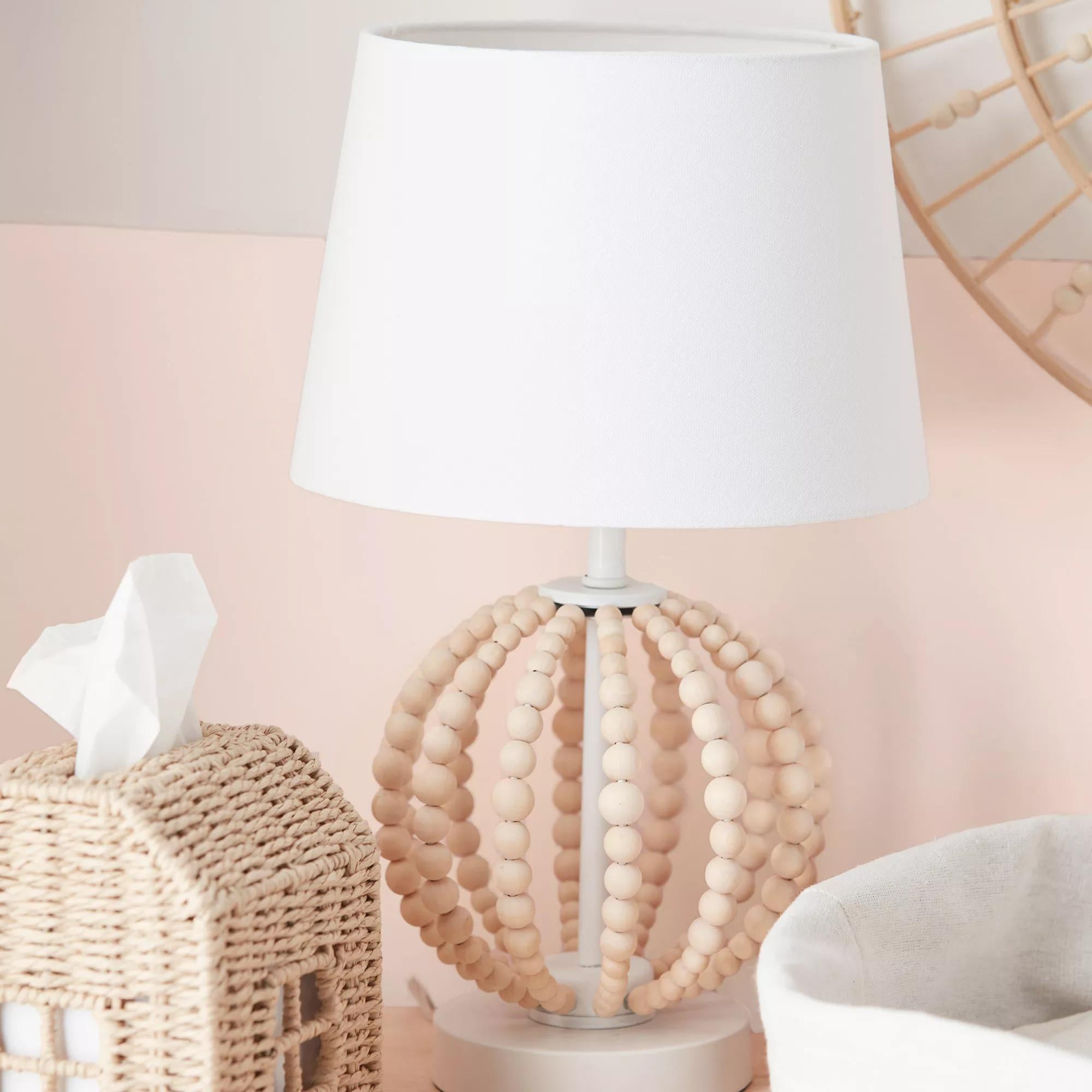Wooden Bead Base Table Lamp